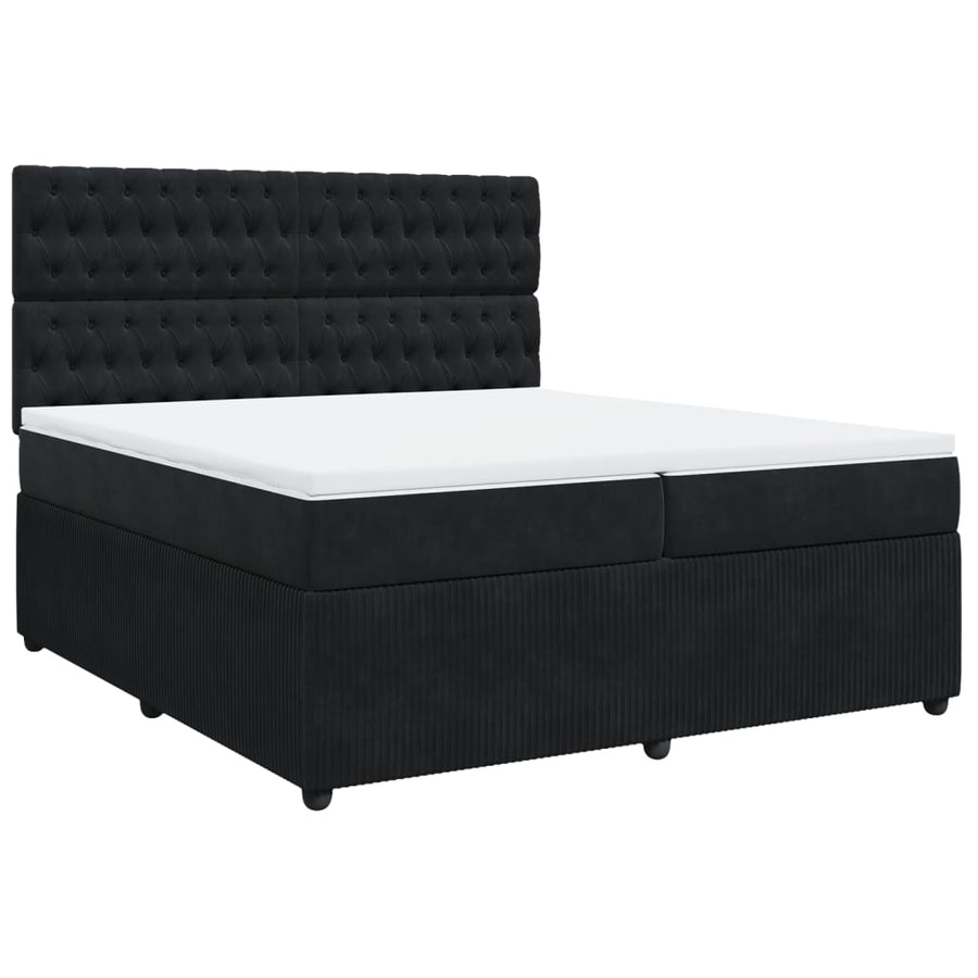 Boxspring met matras fluweel zwart 200x200 cm