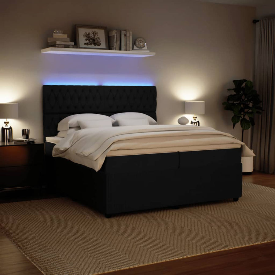 Boxspring met matras fluweel zwart 200x200 cm