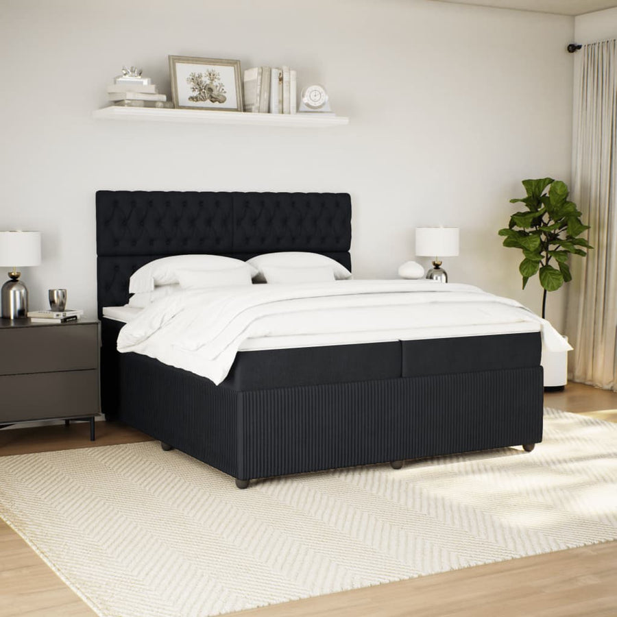 Boxspring met matras fluweel zwart 200x200 cm
