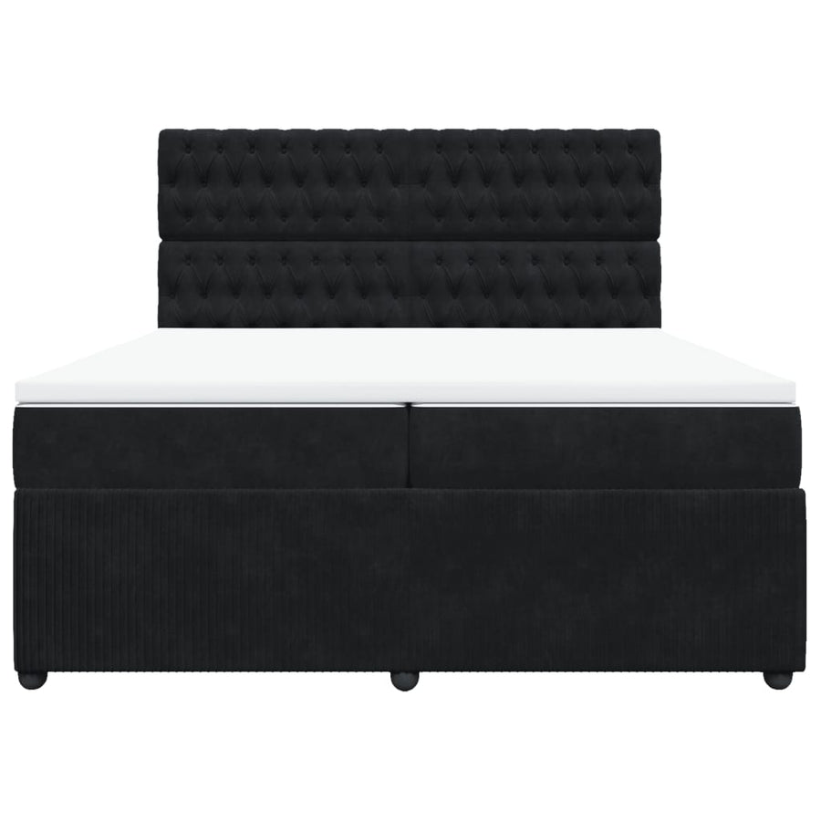 Boxspring met matras fluweel zwart 200x200 cm