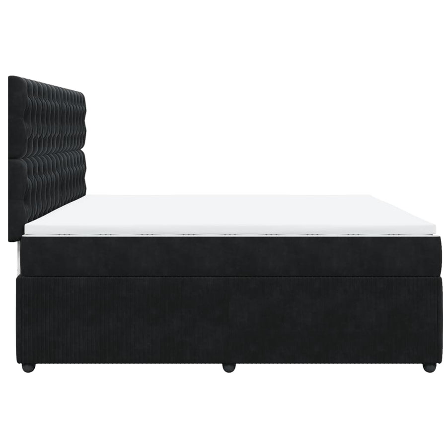 Boxspring met matras fluweel zwart 200x200 cm