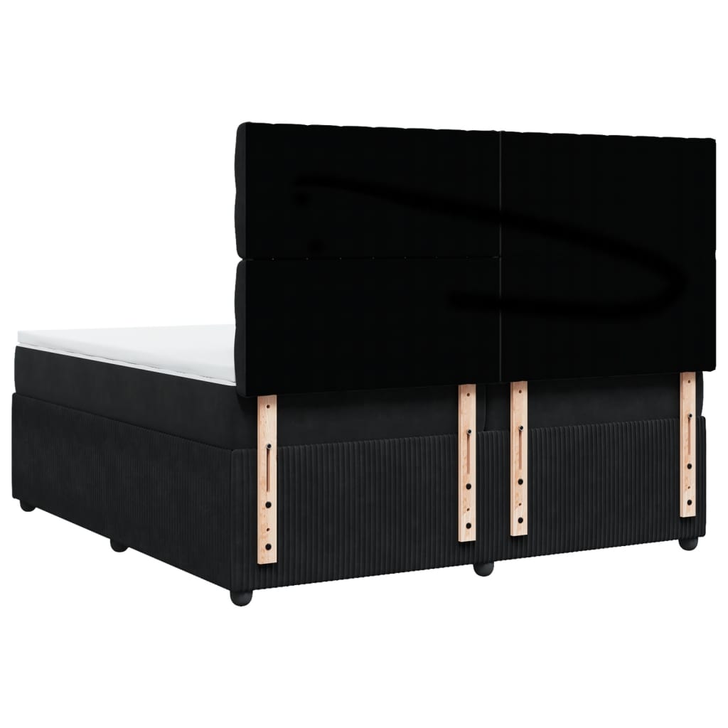 Boxspring met matras fluweel zwart 200x200 cm