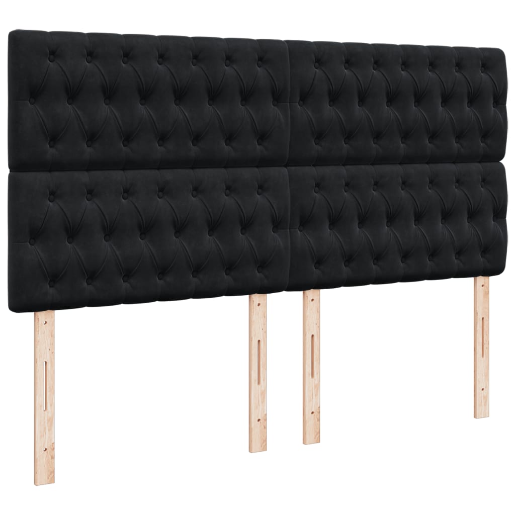 Boxspring met matras fluweel zwart 200x200 cm