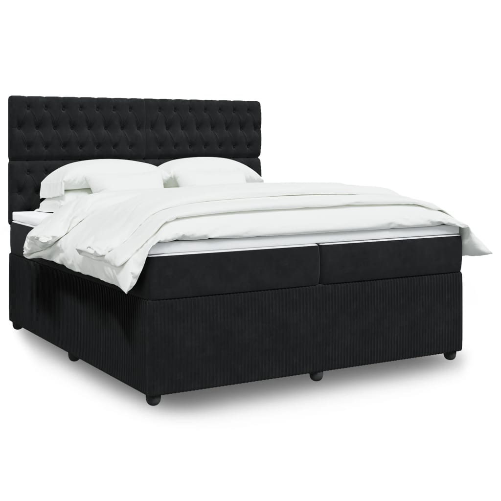 Boxspring met matras fluweel zwart 200x200 cm