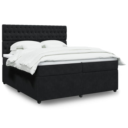 Boxspring met matras fluweel zwart 200x200 cm