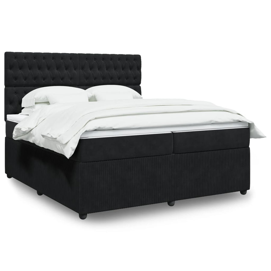 Boxspring met matras fluweel zwart 200x200 cm