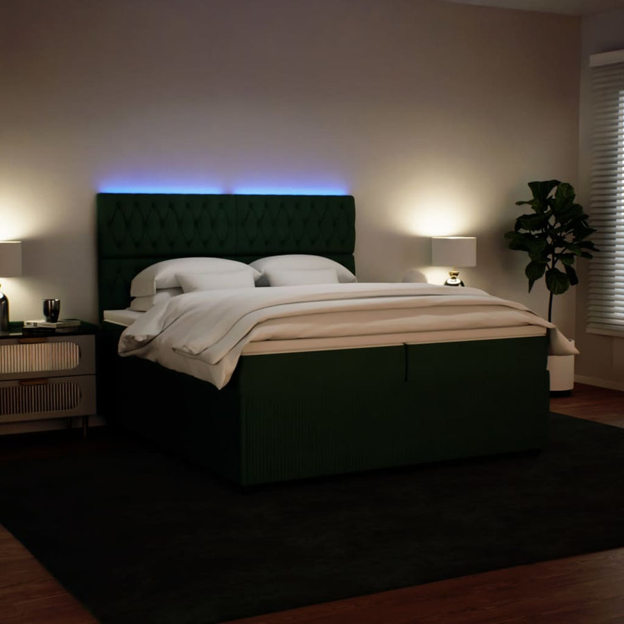 Boxspring met matras fluweel donkergroen 200x200 cm