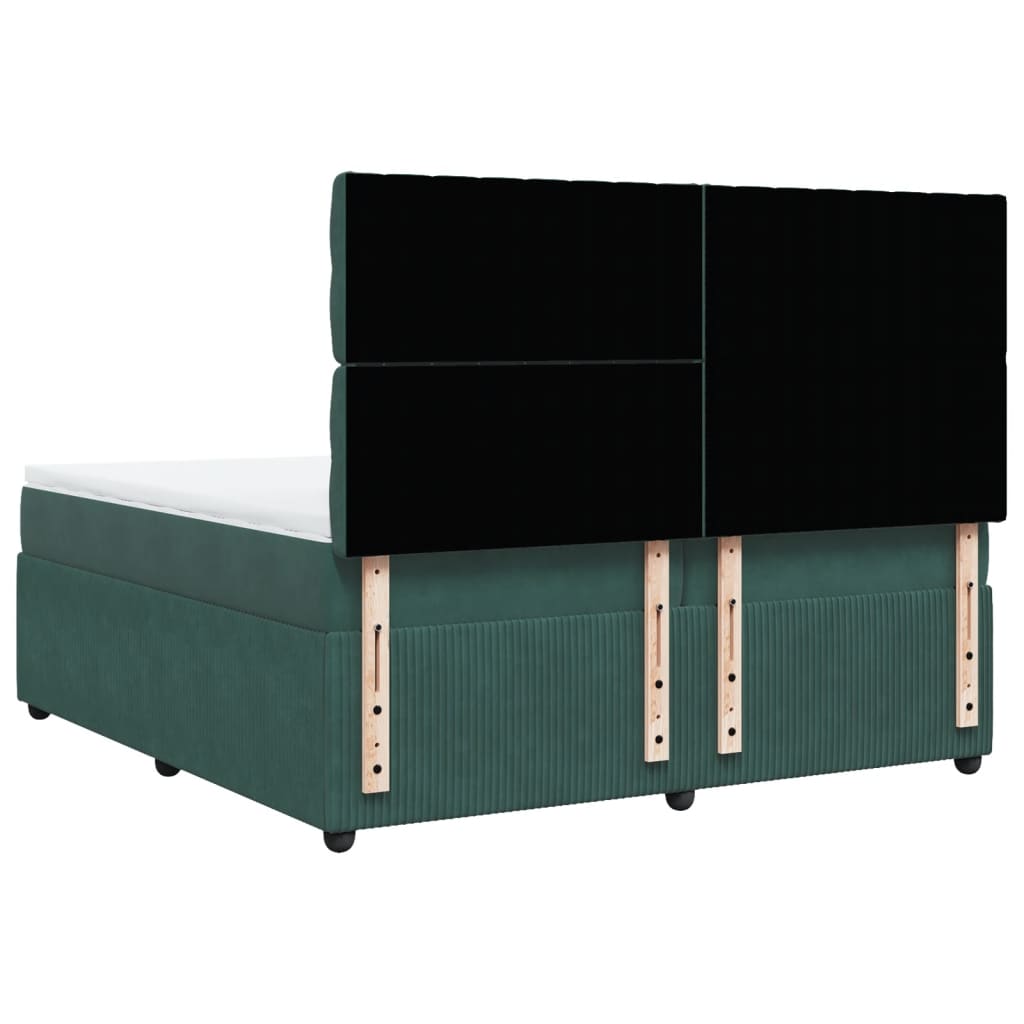 Boxspring met matras fluweel donkergroen 200x200 cm