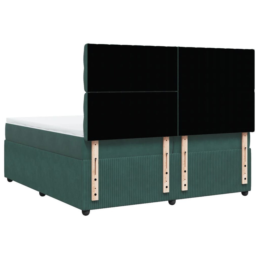 Boxspring met matras fluweel donkergroen 200x200 cm