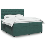 Boxspring 200x200 cm donkergroen fluweel met pocketveringmatras