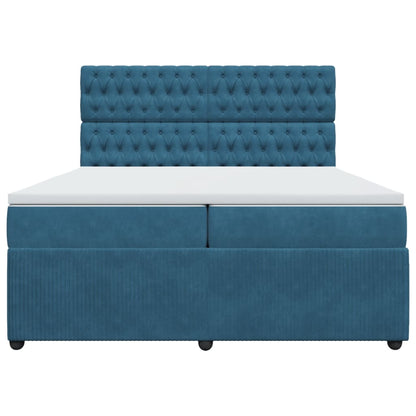 Boxspring met matras fluweel blauw 200x200 cm
