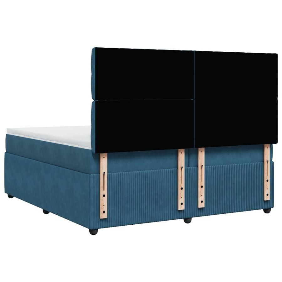 Boxspring met matras fluweel blauw 200x200 cm