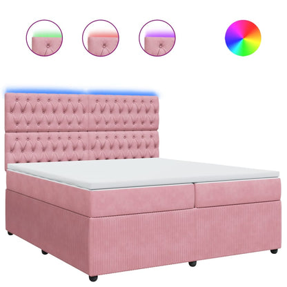 Boxspring met matras fluweel roze 200x200 cm
