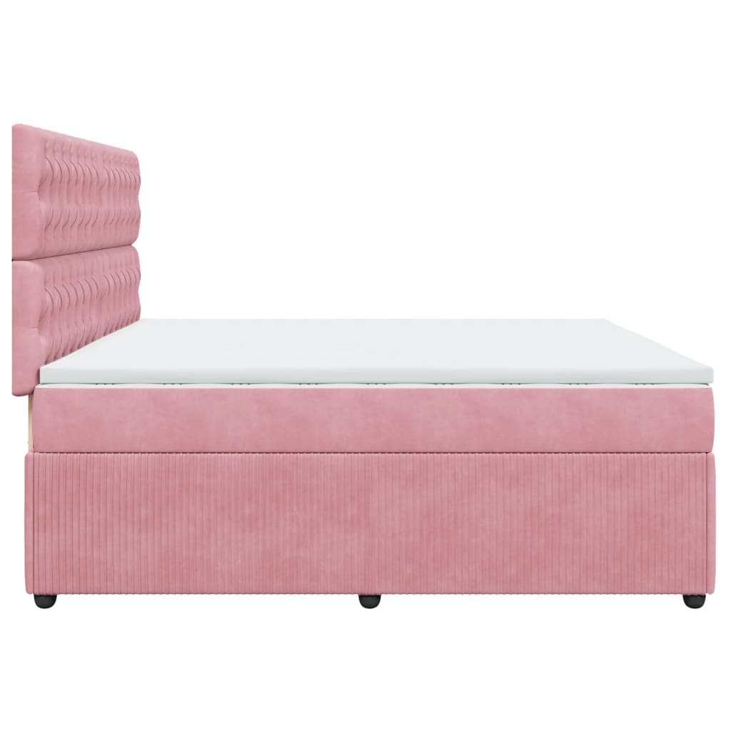 Boxspring met matras fluweel roze 200x200 cm