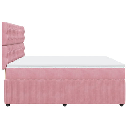 Boxspring met matras fluweel roze 200x200 cm
