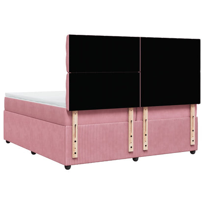 Boxspring met matras fluweel roze 200x200 cm