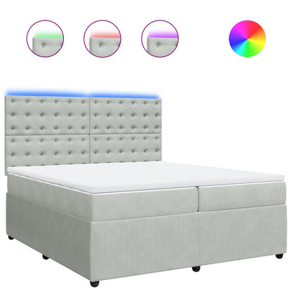 Boxspring met matras fluweel lichtgrijs 200x200 cm