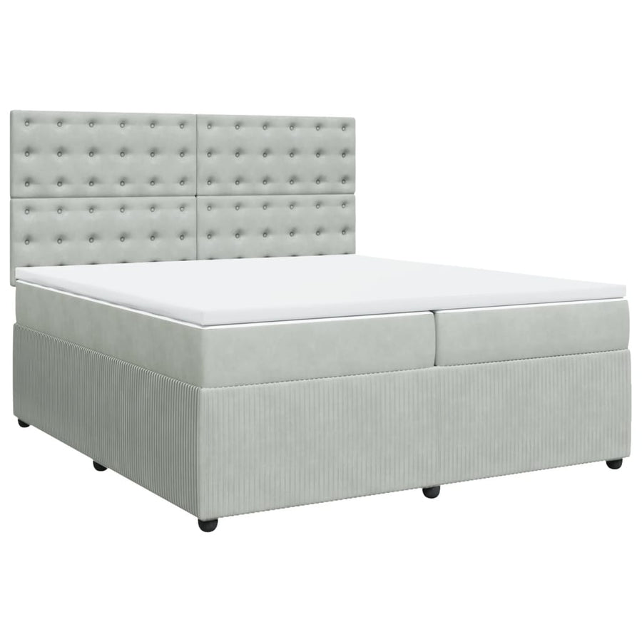 Boxspring met matras fluweel lichtgrijs 200x200 cm
