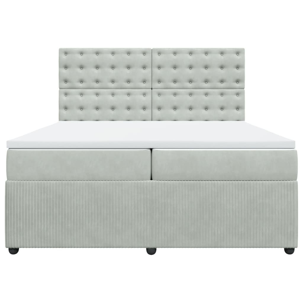 Boxspring met matras fluweel lichtgrijs 200x200 cm
