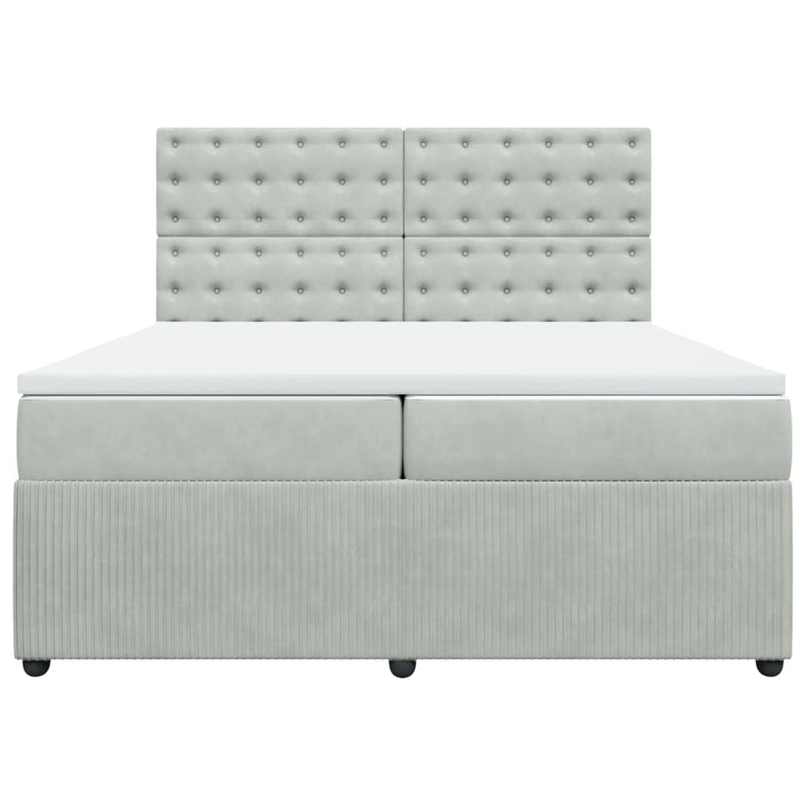 Boxspring met matras fluweel lichtgrijs 200x200 cm