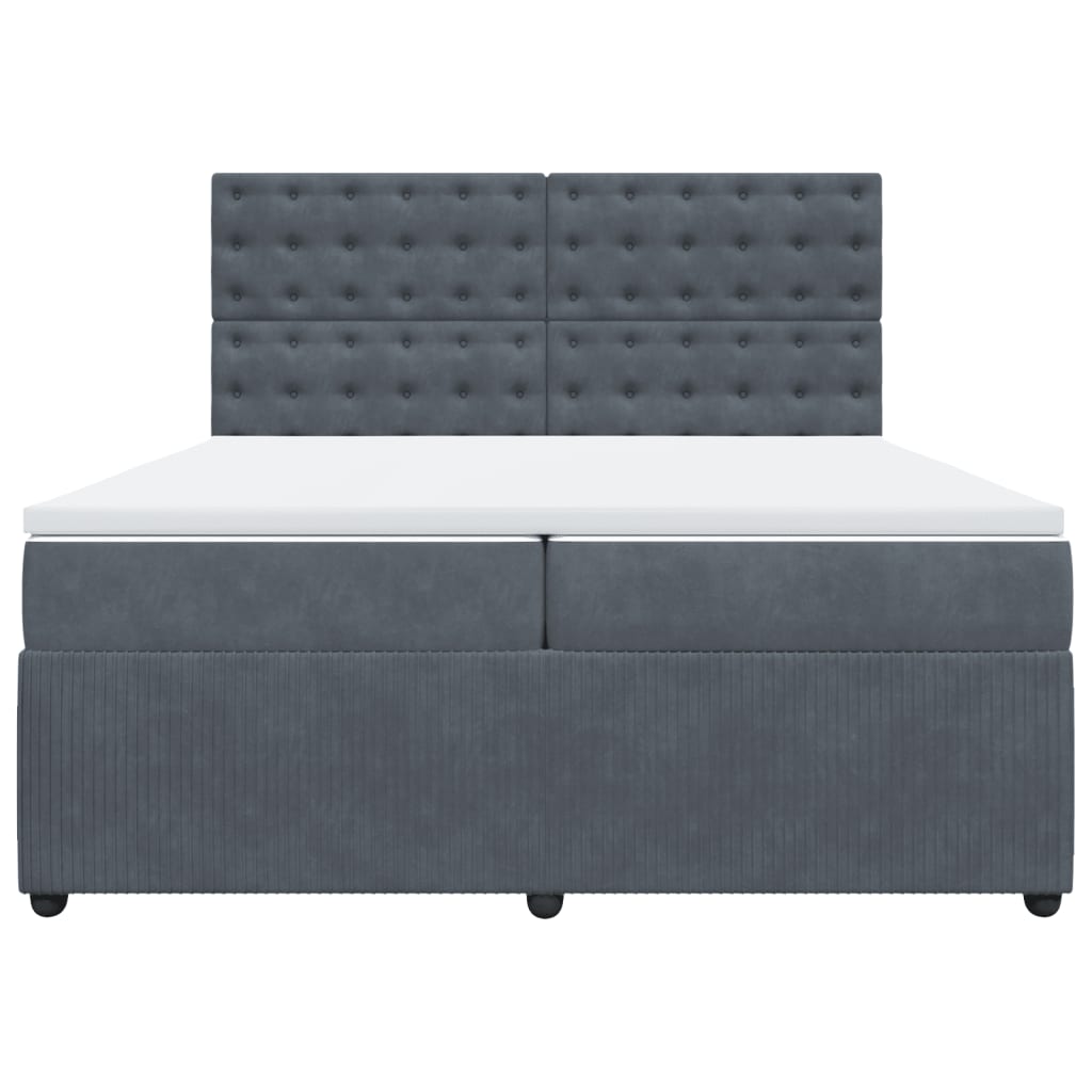 Boxspring met matras fluweel donkergrijs 200x200 cm