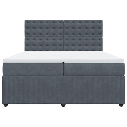 Boxspring met matras fluweel donkergrijs 200x200 cm