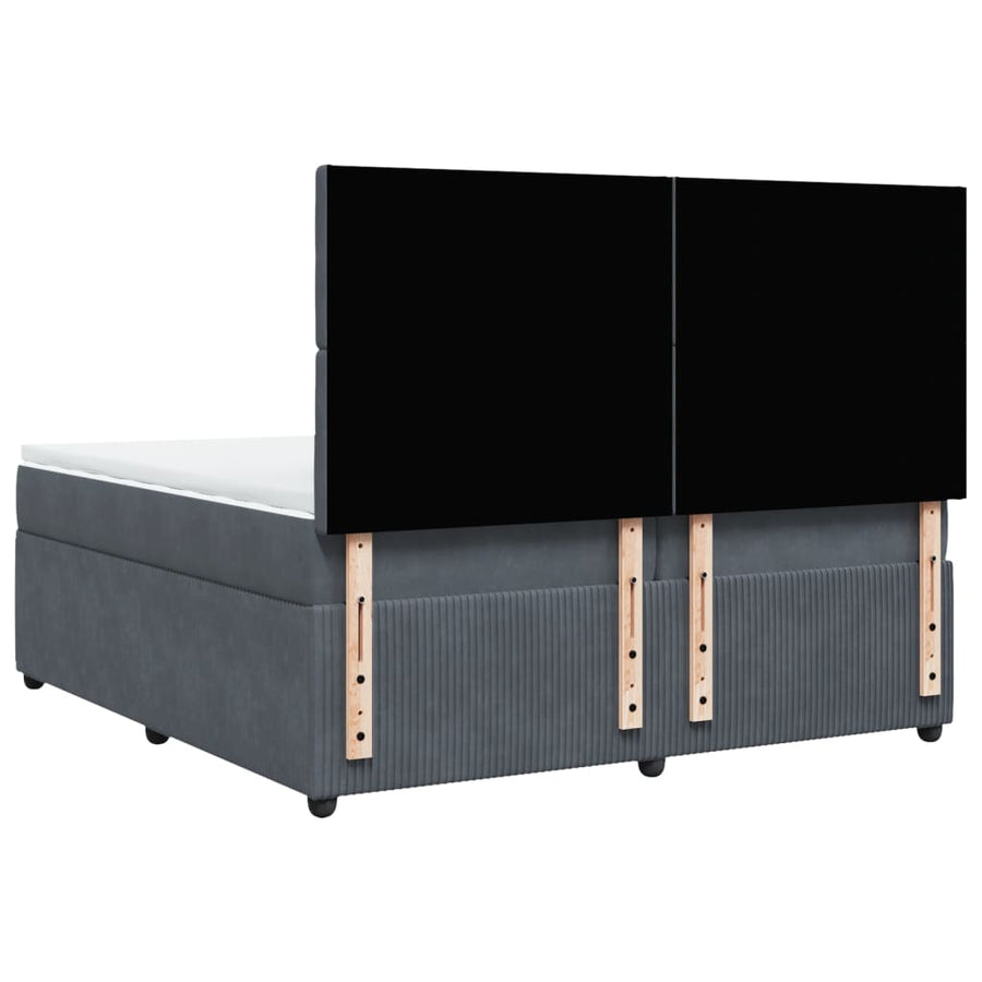 Boxspring met matras fluweel donkergrijs 200x200 cm