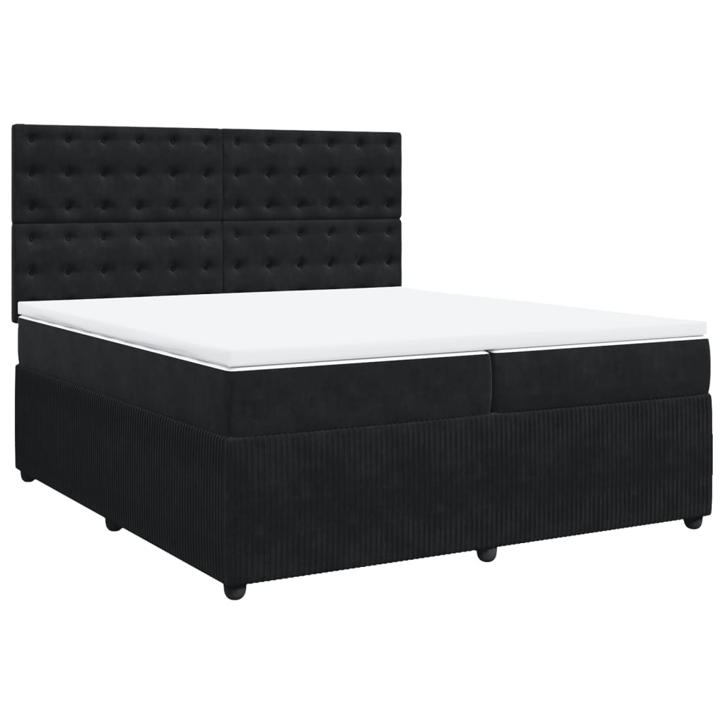 Boxspring met matras fluweel zwart 200x200 cm
