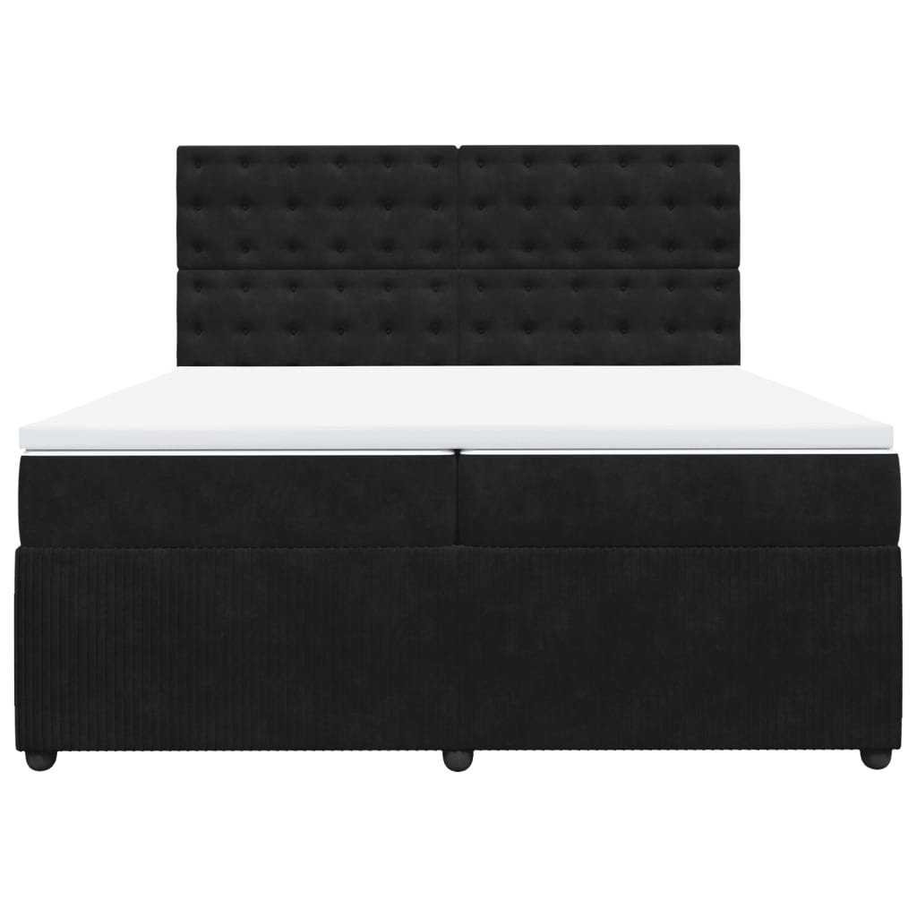Boxspring met matras fluweel zwart 200x200 cm