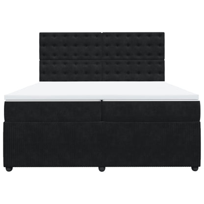 Boxspring met matras fluweel zwart 200x200 cm