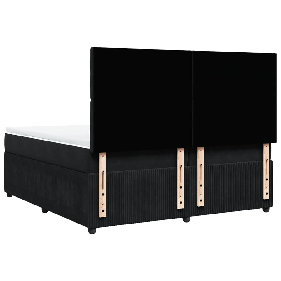Boxspring met matras fluweel zwart 200x200 cm