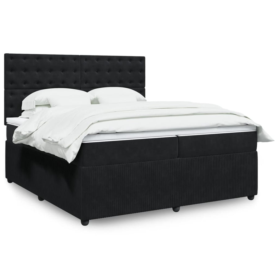 Boxspring met matras fluweel zwart 200x200 cm