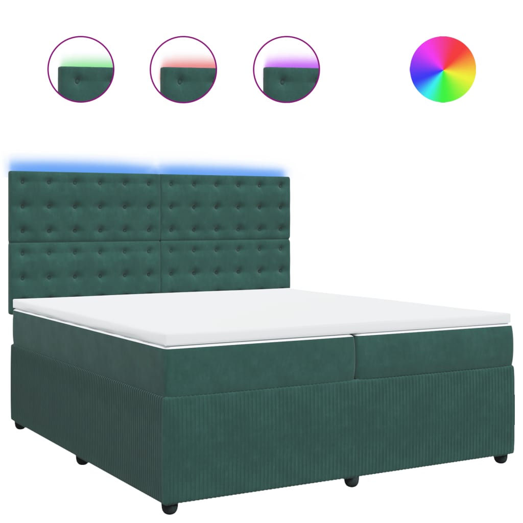 Boxspring met matras fluweel donkergroen 200x200 cm