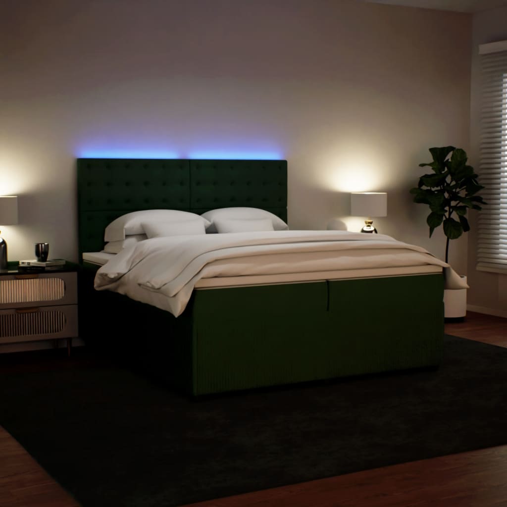 Boxspring met matras fluweel donkergroen 200x200 cm