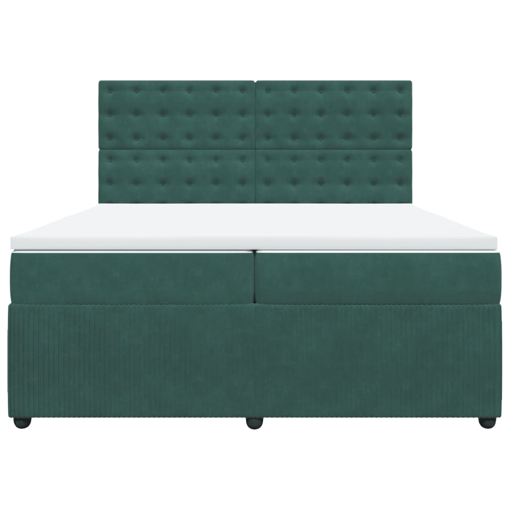 Boxspring met matras fluweel donkergroen 200x200 cm