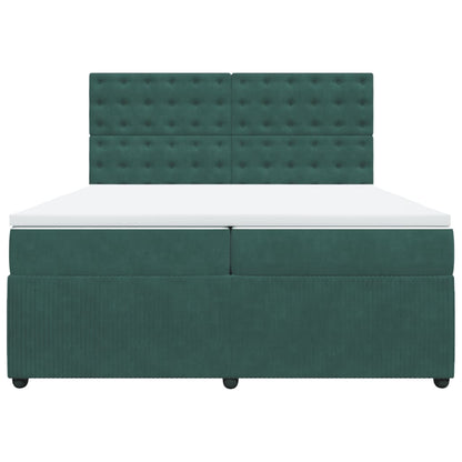 Boxspring met matras fluweel donkergroen 200x200 cm