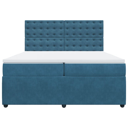 Boxspring met matras fluweel blauw 200x200 cm