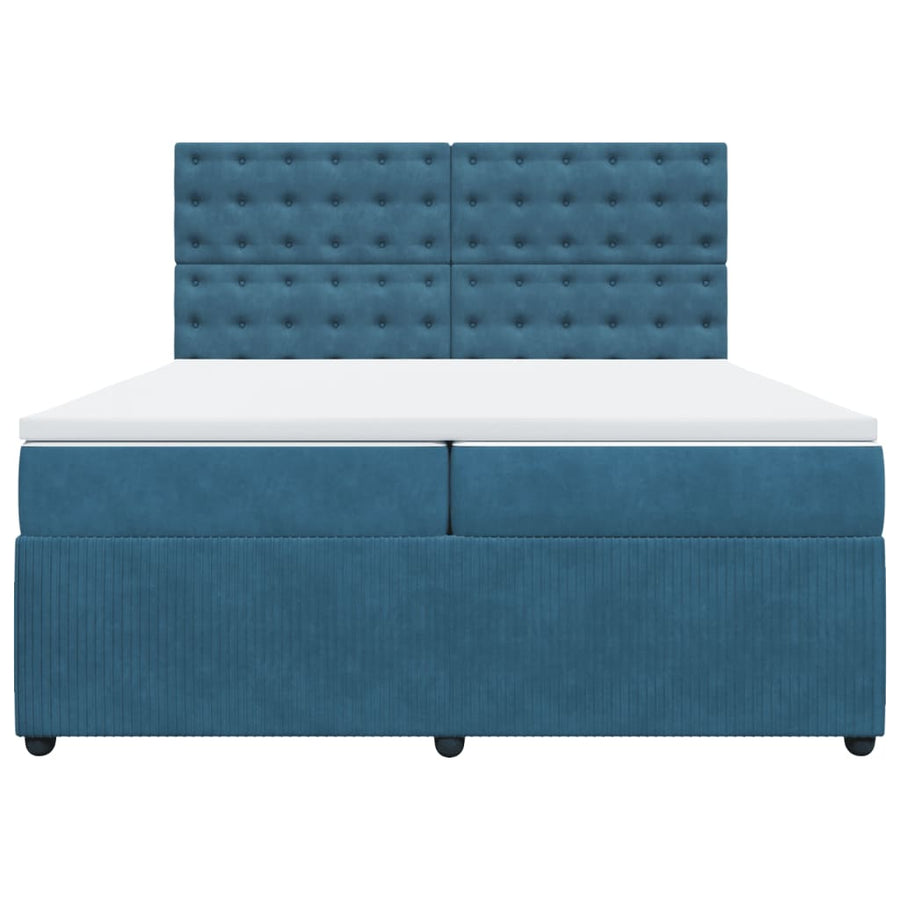 Boxspring met matras fluweel blauw 200x200 cm