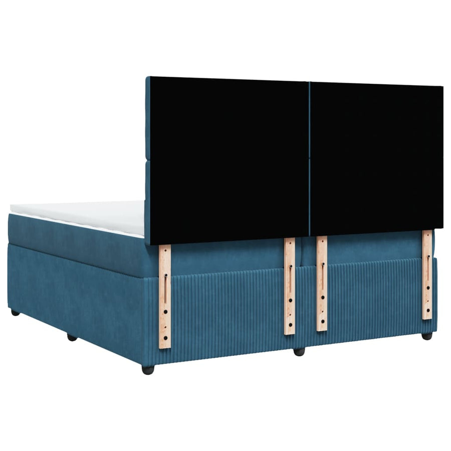 Boxspring met matras fluweel blauw 200x200 cm