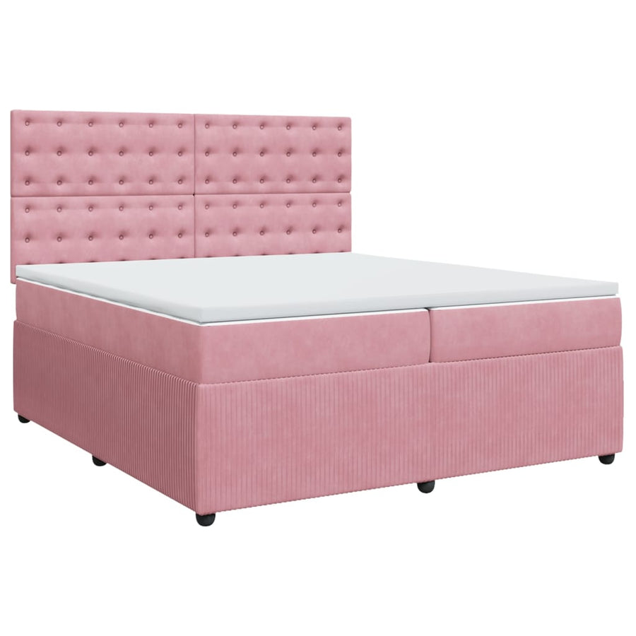 Boxspring met matras fluweel roze 200x200 cm