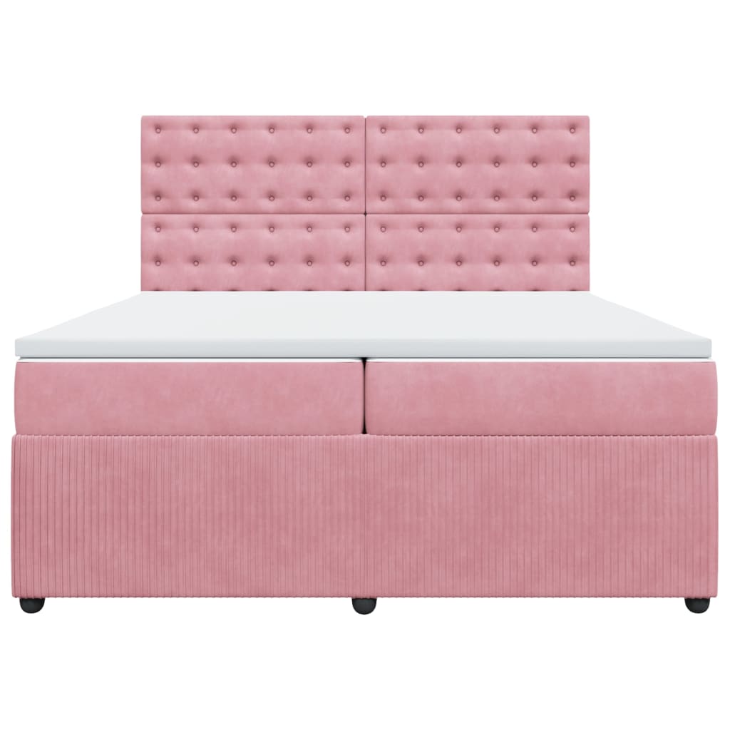 Boxspring met matras fluweel roze 200x200 cm