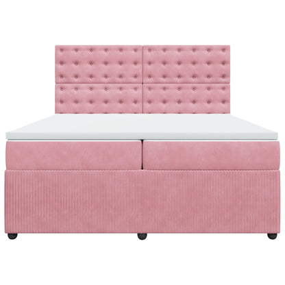 Boxspring met matras fluweel roze 200x200 cm