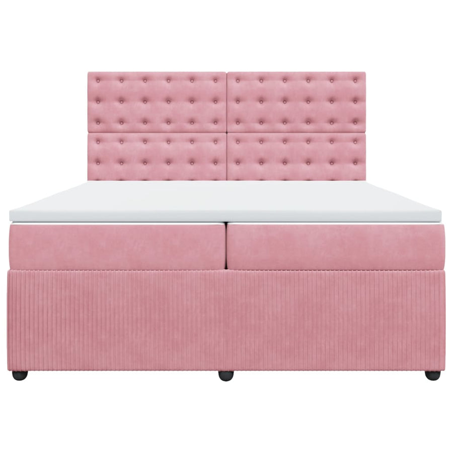 Boxspring met matras fluweel roze 200x200 cm