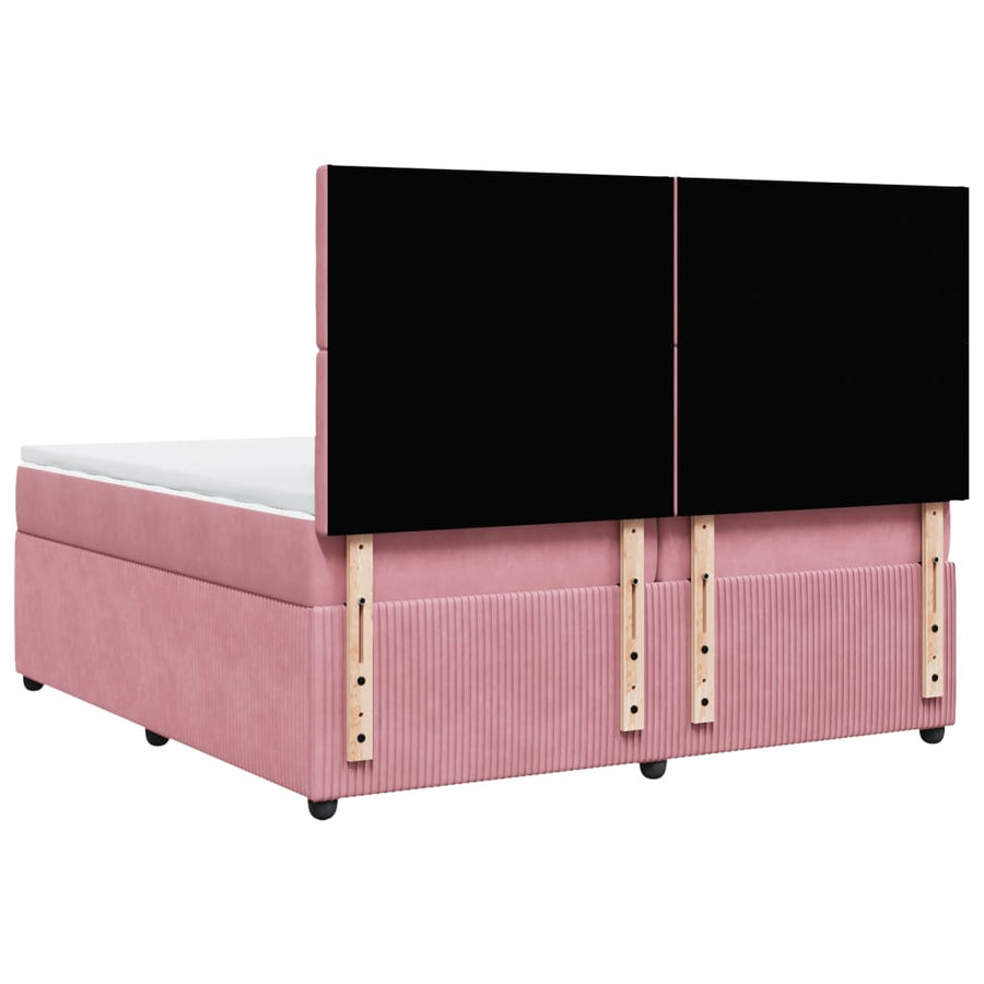 Boxspring met matras fluweel roze 200x200 cm