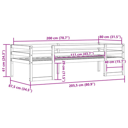 Kinderbedframe massief grenenhout wasbruin 80x200 cm