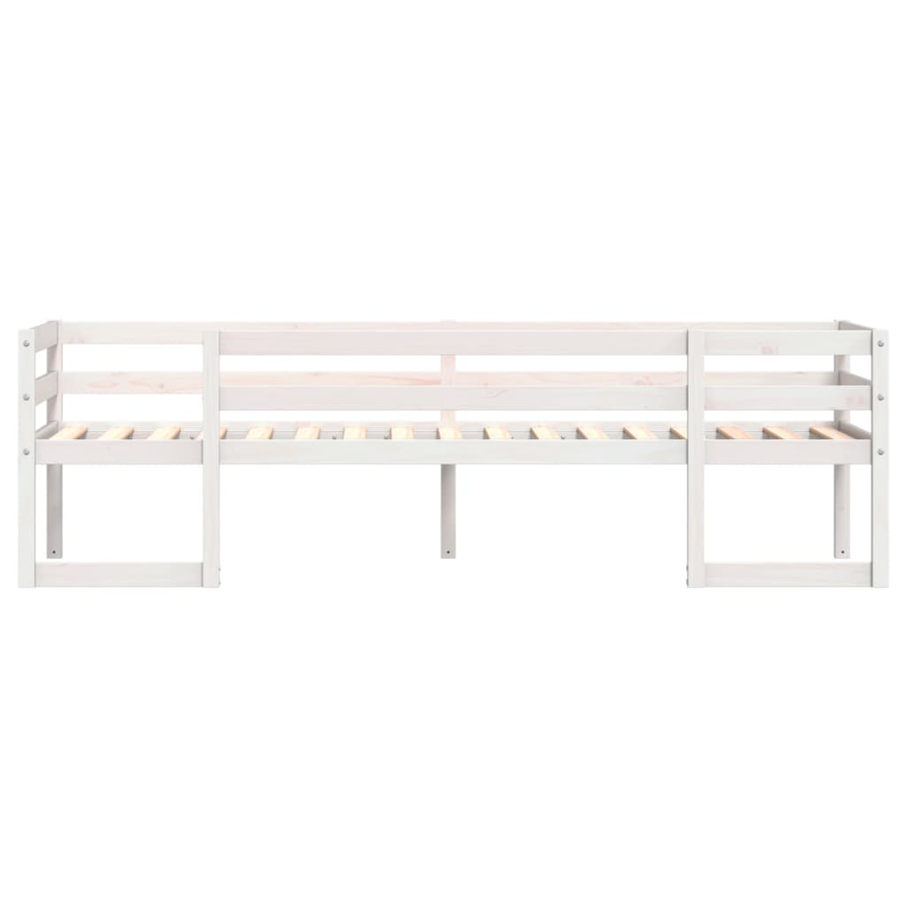 Kinderbedframe massief grenenhout wit 90x200 cm