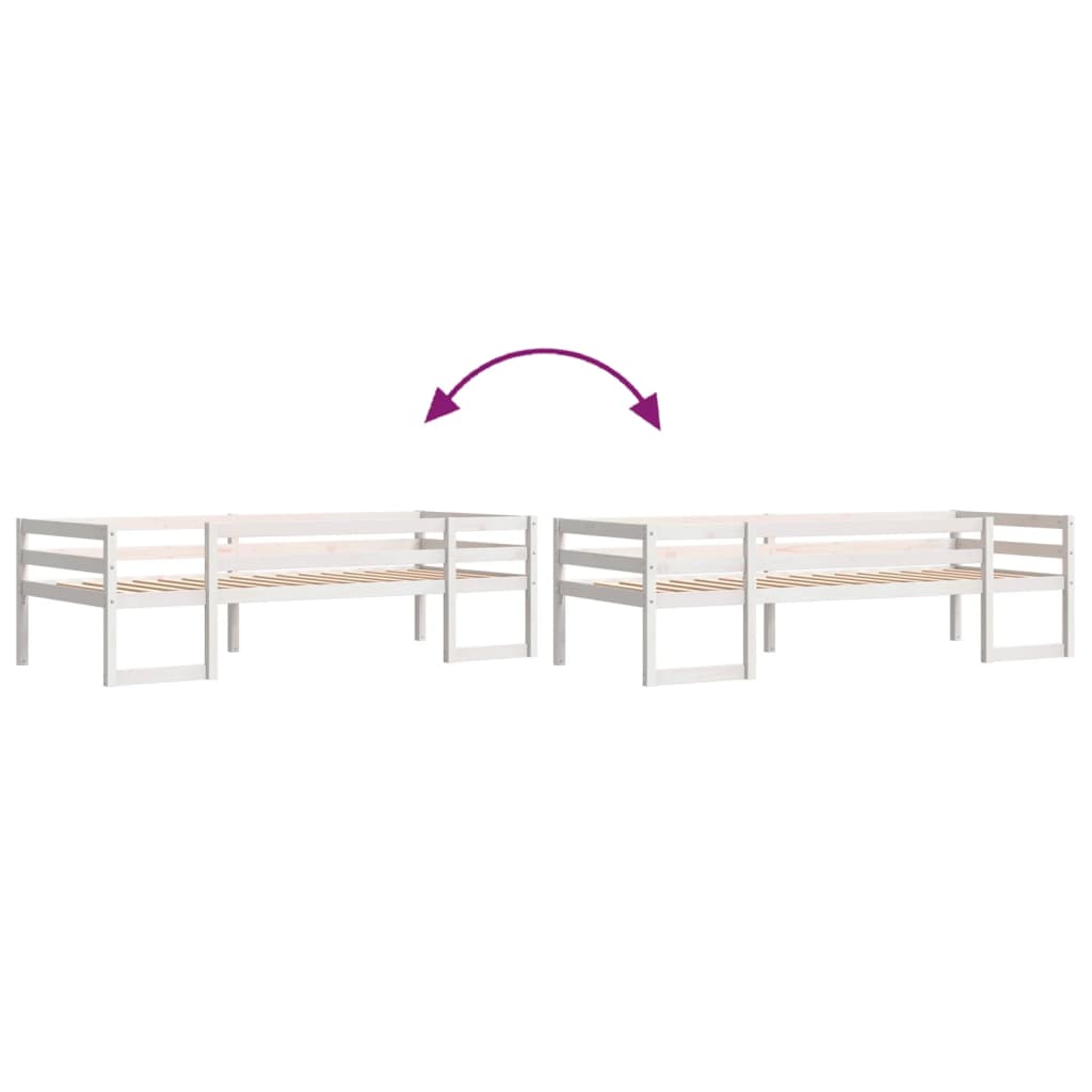 Kinderbedframe massief grenenhout wit 90x200 cm