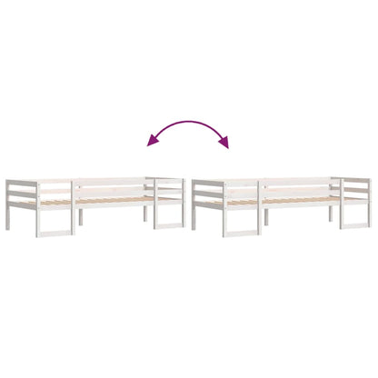 Kinderbedframe massief grenenhout wit 90x200 cm