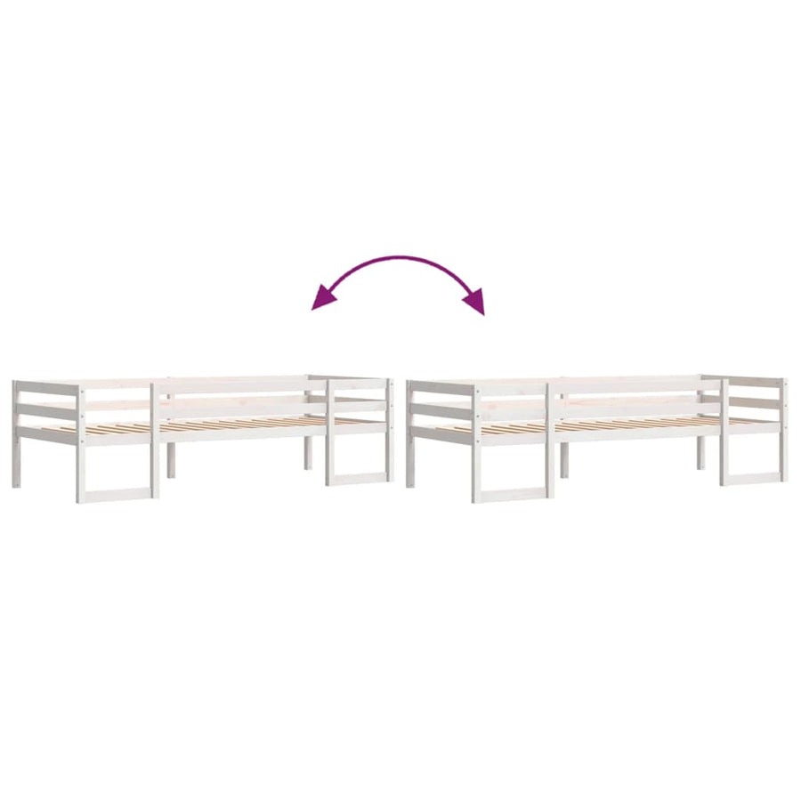 Kinderbedframe massief grenenhout wit 90x200 cm