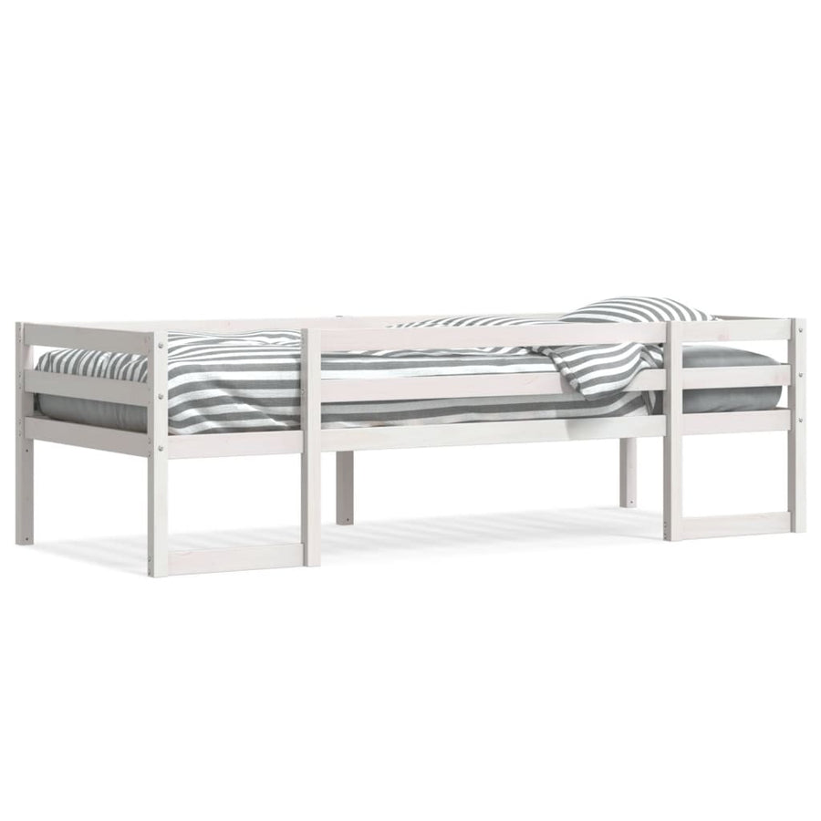 Kinderbedframe massief grenenhout wit 90x200 cm